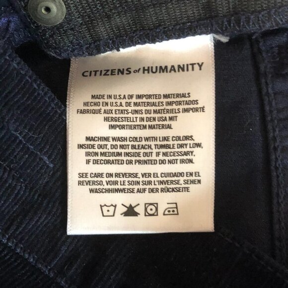 CITIZENS OF HUMANITY Harlow Ankle Mid Rise Slim Maternity Navy Corduroy 25 - Picture 13 of 16